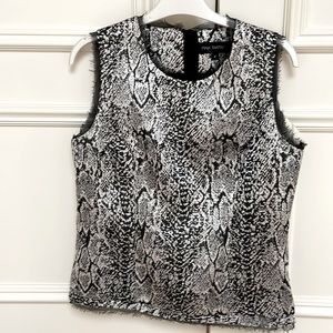Black and white metallic top with chiffon edging
